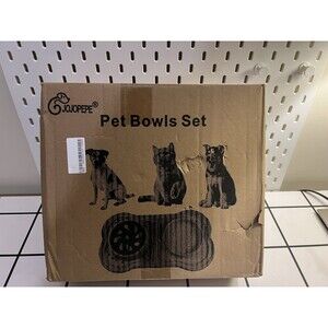 JOJOPEPE Pet Bowls Set  fast feeding & slow feeding Open box